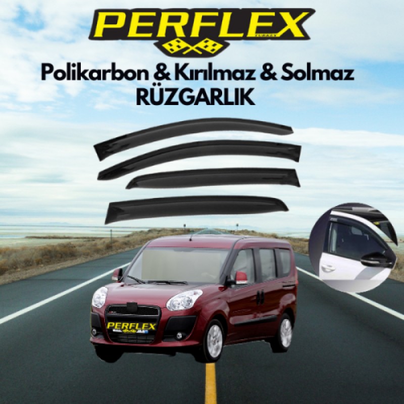 Perflex Polikarbon Kırılmaz Rüzgarlık Mugen Fiat Doblo 2 4'lü 2010+